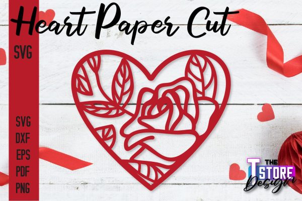 Heart Paper Cut Design | Love Paper Cut SVG | Heart Design Fashion