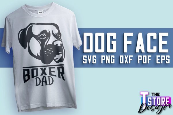 Dog Face SVG Design | Boxer Dad | SVG File | Print Design on Sale