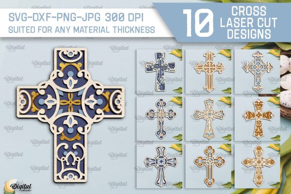 Cross Laser Cut Bundle. Multilayer Cross SVG For Sale