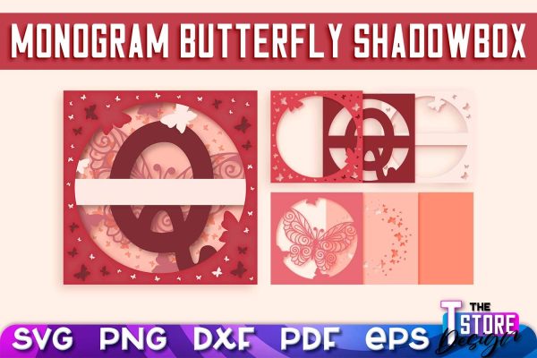 Monogram Butterfly Shadowbox SVG | 3D Alphabet Monogram Shadowbox on Sale