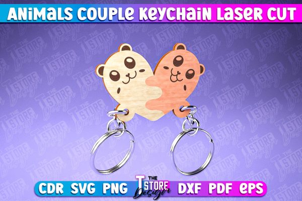 Bear Couple Keychain | Laser Cut SVG Design | CNC Files Online