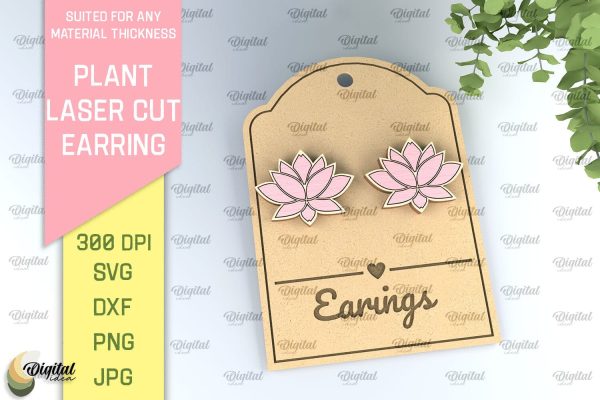 Plant Earrings Laser Cut. Flower Earrings SVG Discount