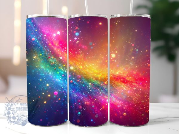 Radiant Rainbow Glitter Ombre 20 oz Skinny Tumbler, Gradient Tumbler Png, Straight & Tapered Tumbler Wrap, Instant Digital Download Sale