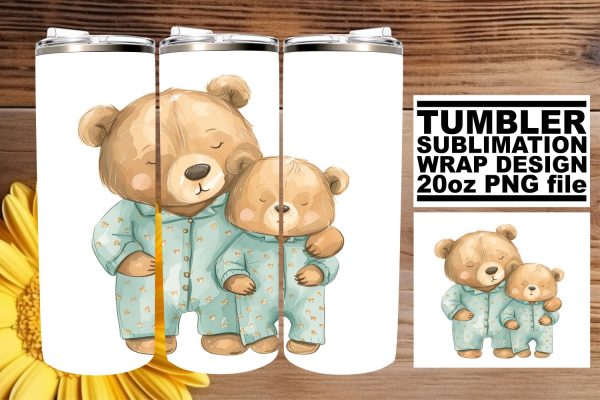 Watercolor Mama Bear Love Sublimation Tumbler Wrap - Cherish Mom s Hugs & Joy on Mother s Day Online Sale