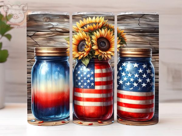 American Jar 20oz Tumbler Png, Straight & Tapered Tumbler Png, USA Flag Jar Tumbler Png, Digital Download PNG Online Sale