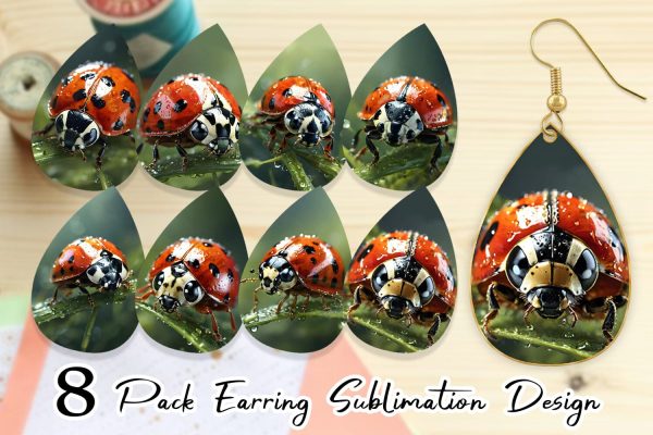Earring Teardrop Ladybug on grass Sale
