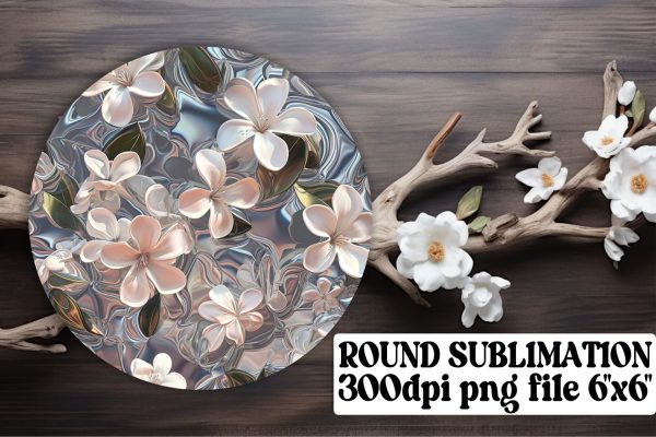 Chic Floral Pattern Keychain: Sublimation Coaster, Circle Decor For Cheap