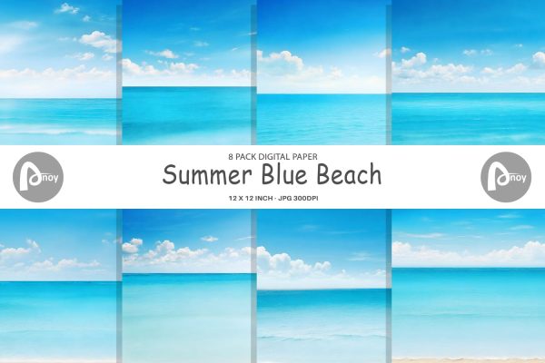 Digital Paper Summer Blue Beach Supply