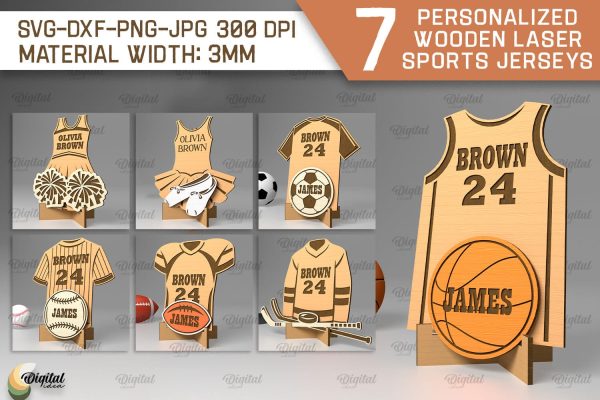 Customized Engraved Wood Player Sports Jersey Signs Bundle For Sale