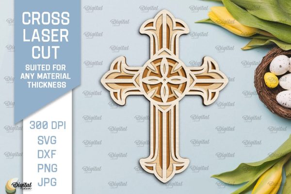 Cross Laser Cut. Multilayer Cross SVG. Sale