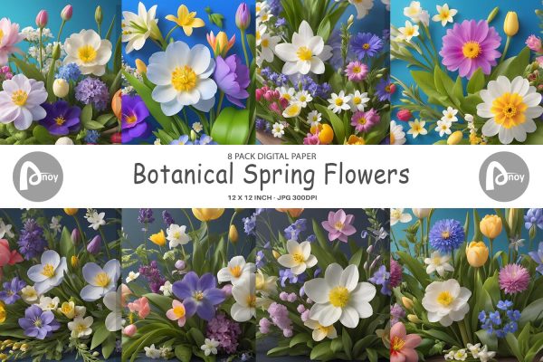 Digital Paper Botanical Spring Flowers Online now