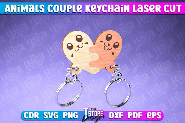 Sea Calf Couple Keychain | Laser Cut SVG Design | CNC Files Online