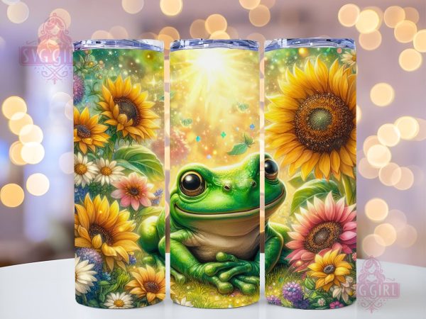 Frog Sunflower 20oz Tumbler Wrap Sublimation Design, Straight Tapered Tumbler Wrap, Frog Flower Tumbler Png, Instant Digital Download Online now