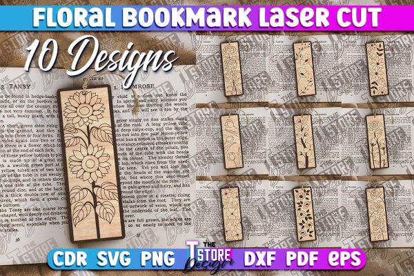 Floral Bookmarks Laser Cut | Bookmark SVG | Book Lover Fashion