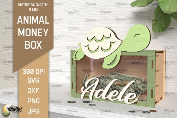 Animal Money Box SVG.Wooden Money Bank Laser Cut For Sale