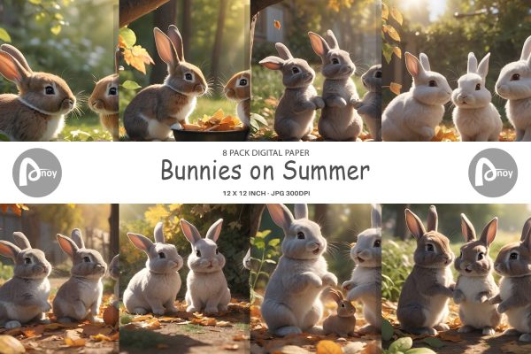 Digital Paper Bunny on Summer Supply
