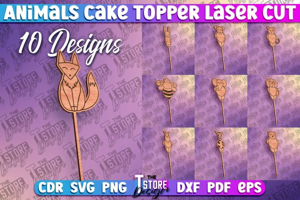 Animals Cake Topper Laser Cut | Cake Topper Design | CNC File on Sale