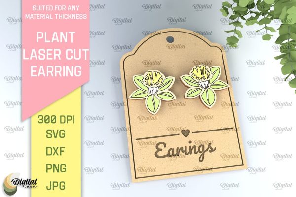 Plant Earrings Laser Cut. Flower Earrings SVG Cheap
