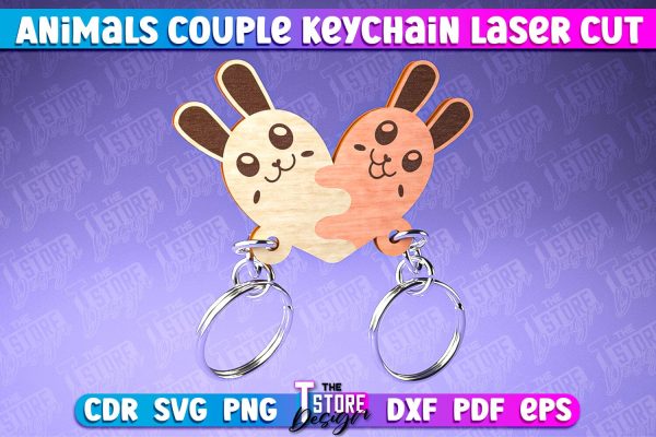 Hare Couple Keychain | Laser Cut SVG Design | CNC Files Supply