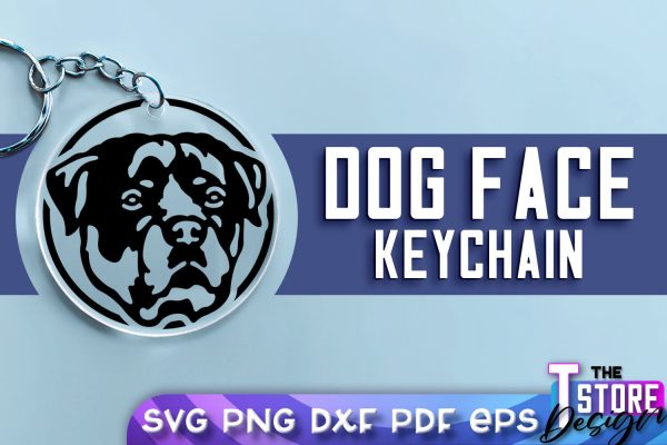 Dog Face Keychain SVG Design | Dog Mom SVG | SVG File | Print Design Supply