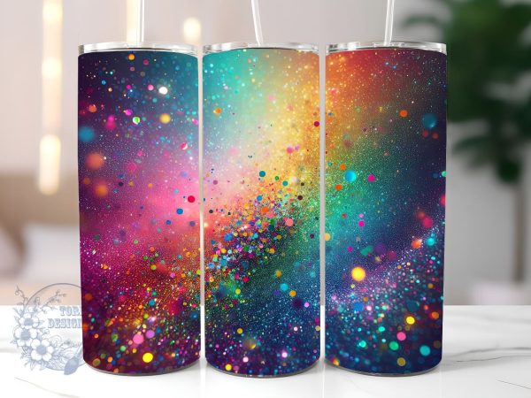 Radiant Rainbow Glitter Ombre 20 oz Skinny Tumbler, Gradient Tumbler Png, Straight & Tapered Tumbler Wrap, Instant Digital Download Hot on Sale
