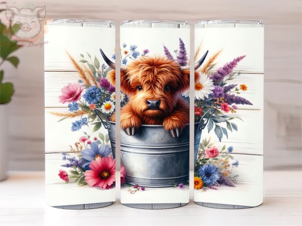 Baby Highland Cow In a Bucket  20oz Tumbler Png, Sublimation Design, Highland Cow Tumbler Png, Digital Download PNG Online now