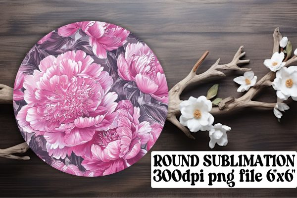 Elegant Blossom Circle Sublimation Set: Keychain, Coaster, Ornament Pack Hot on Sale