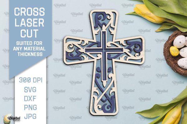 Cross Laser Cut. Multilayer Cross SVG on Sale