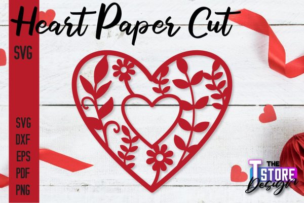 Heart Paper Cut Design | Love Paper Cut SVG | Heart Design Cheap