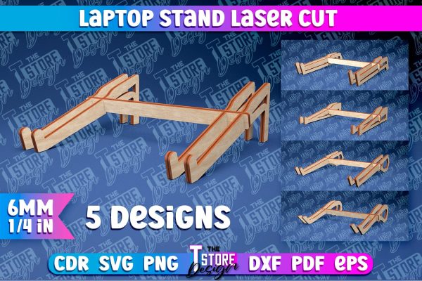 Wooden Laptop Stand Laser Cut | Computer Holder Stand SVG | CNC Files For Discount