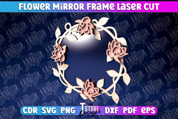 Flowers Mirror Frame Laser Cut | Home Design Laser Cut | CNC Files Sale