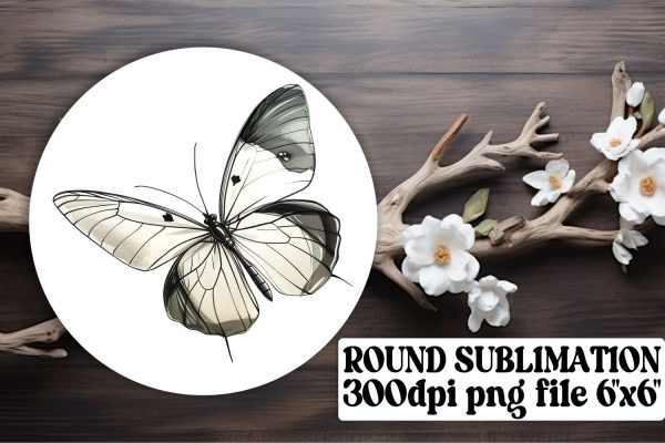 Vibrant Butterfly Round Sublimation Design for Keychains and Car Cup Coasters Sale