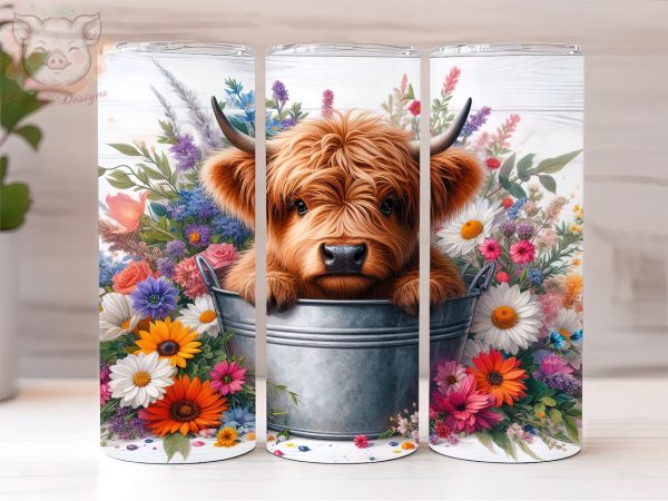 Baby Highland Cow In a Bucket  20oz Tumbler Png, Sublimation Design, Highland Cow Tumbler Png, Digital Download PNG Online now