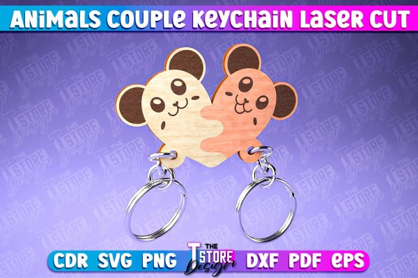 Mouse Couple Keychain | Laser Cut SVG Design | CNC Files Supply
