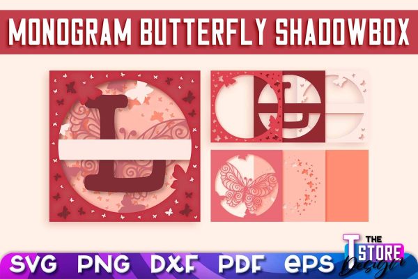 Monogram Butterfly Shadowbox SVG | 3D Alphabet Monogram Shadowbox Online Hot Sale