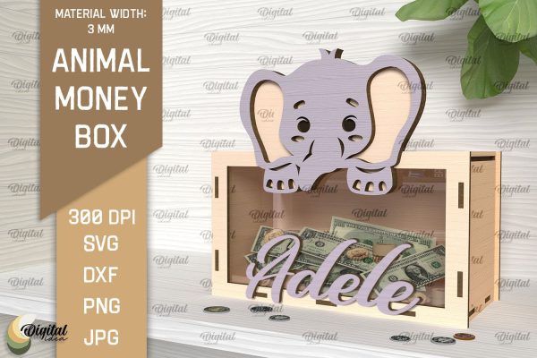 Animal Money Box SVG.Wooden Money Bank Laser Cut Hot on Sale