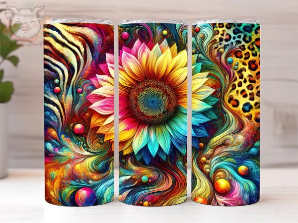 Tie Dye Sunflower 20oz Tumbler Png, Sublimation Design, Leopard Sunflower Tumbler Png, Digital Download PNG Fashion