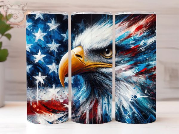 American Eagle Flying Flag July 4th 20oz Tumbler Png, Straight & Tapered Tumbler Png, American Tumbler Png, Digital Download PNG Supply