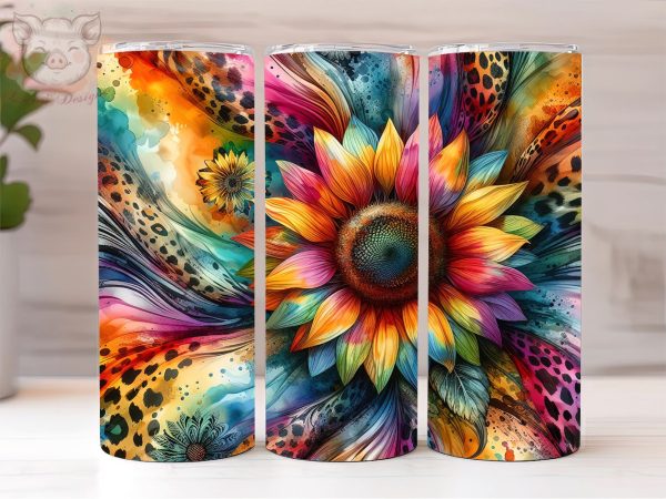 Tie Dye Sunflower 20oz Tumbler Png, Sublimation Design, Leopard Sunflower Tumbler Png, Digital Download PNG For Discount