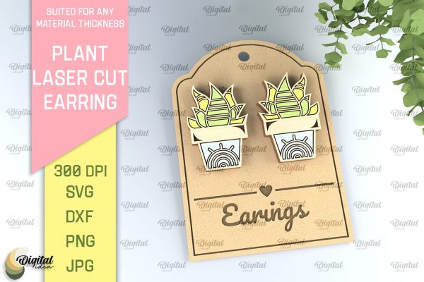 Plant Earrings Laser Cut. Flower Earrings SVG Hot on Sale
