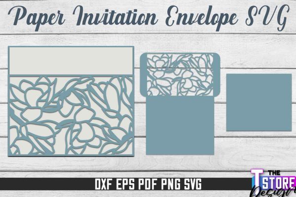 Paper Invitation Envelope | Paper Cut Design | SVG File on Sale