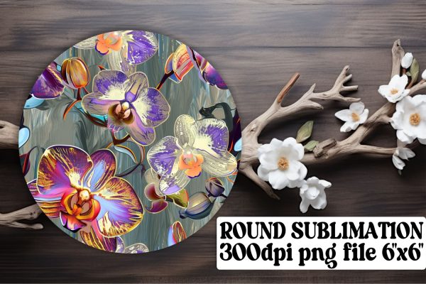 Elegant Flower Pattern Keychain: Sublimation Coaster, Circle Decor Online