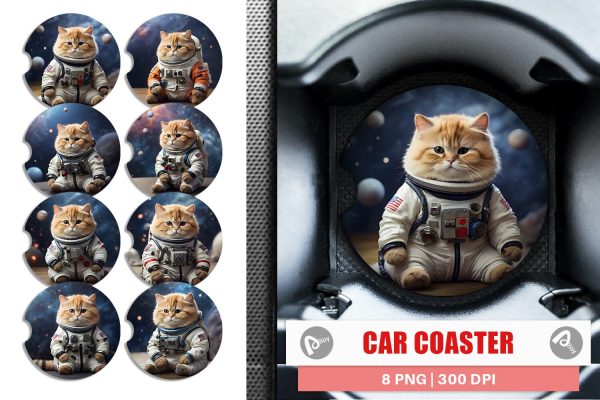 Car Coaster Astronaut Cat Fashion