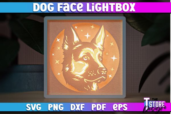 Dog Face Lightbox SVG Design | Paper Cut Design | SVG File Online Hot Sale