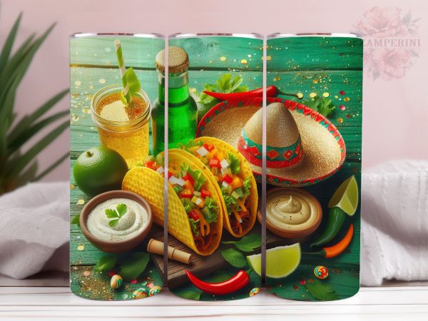 Mexican Taco 20oz Tumbler Wrap PNG, Straight & Tapered Tumbler Wrap, Taco lover Tumbler Wrap, Instant Digital Download on Sale