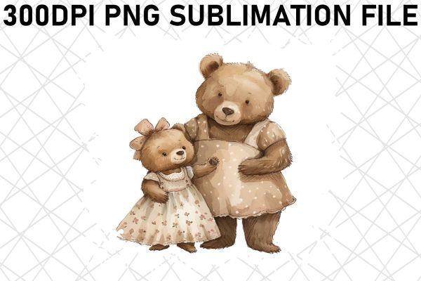 Adorable Mama Bear: Sublimation PNG Design Supply