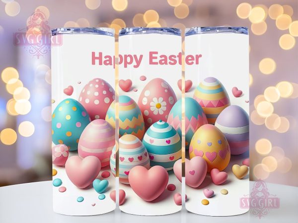 Happy Easter 20oz Tumbler Wrap Sublimation Design, Straight Tapered Tumbler Wrap, Easter Egg Tumbler Png, Instant Digital Download on Sale