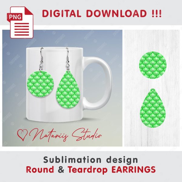 Puffy Mermaid Scales Round & Teardrop EARRINGS Design. Cheap