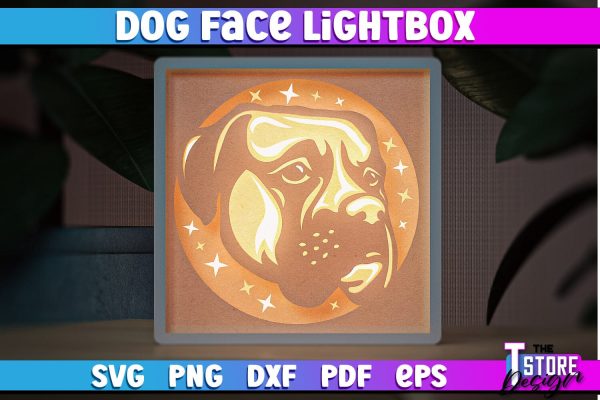 Dog Face Lightbox SVG Design | Paper Cut Design | SVG File Online Sale