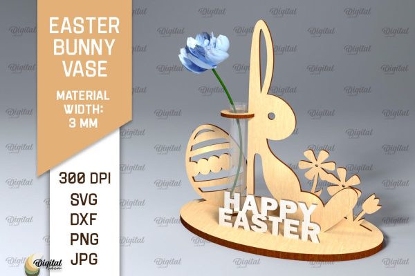 Easter Bunny Vase SVG. 3D Easter Stand Laser Cut For Cheap